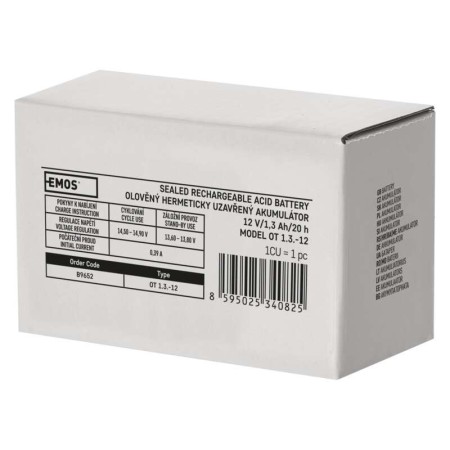 Batteria al Piombo 12V 1.3Ah Ricaricabile Faston 4.7mm | EMOS B9652