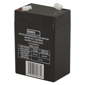 Batteria al Piombo 6V 4Ah EMOS B9641 con Faston 4.7mm per Lampade e Giocattoli