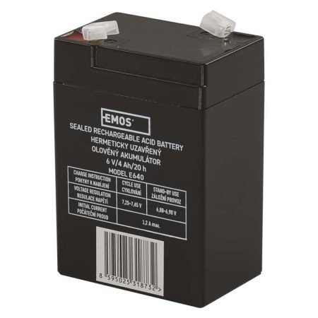 Batteria al Piombo 6V 4Ah EMOS B9641 con Faston 4.7mm per Lampade e Giocattoli Batteria al Piombo 6V 4Ah EMOS B9641 con Faston 4.7mm per Lampade e Giocattoli