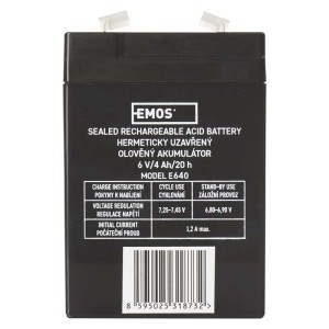 Batteria al Piombo 6V 4Ah EMOS B9641 con Faston 4.7mm per Lampade e Giocattoli 2