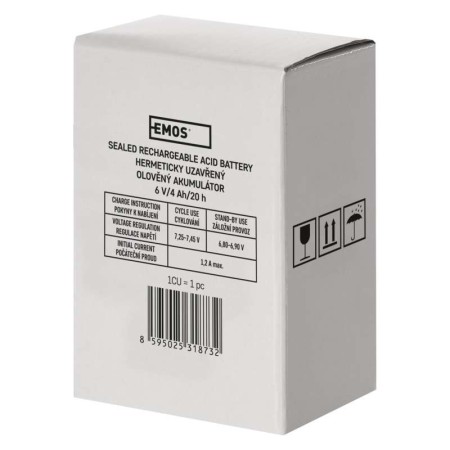 Batteria Piombo 6V 4Ah Ricaricabile Faston 4.7mm per Lampade e Giochi | EMOS B9641