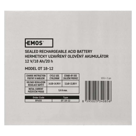 Batteria Piombo 12V 18Ah per Trattorini Rasaerba UPS Allarmi con Bulloni | EMOS B9655