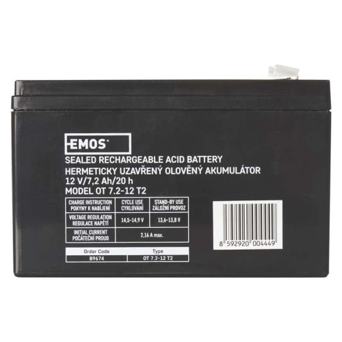 Vista frontale batteria al piombo EMOS B9674 Vista frontale batteria al piombo EMOS B9674