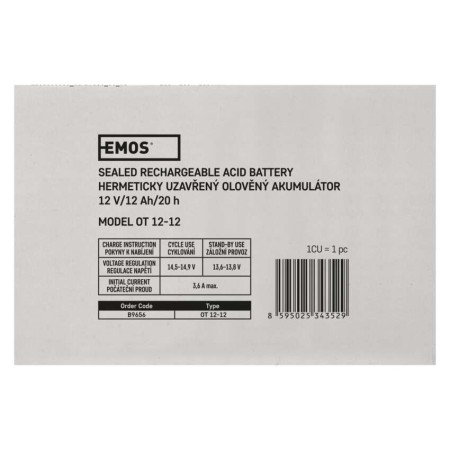 Batteria al Piombo Ricaricabile 12V 12AH Attacco Faston 6.3 | EMOS B9656
