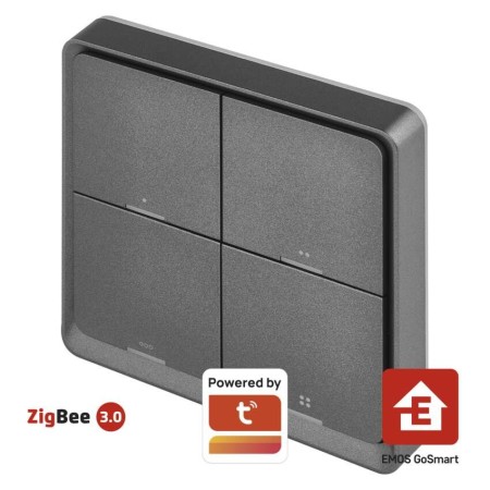 Controller Scena 4 Pulsanti Antracite ZigBee Gosmart IP-2004ZB Emos H5016 - Controllo Scene Smart Controller Scena 4 Pulsanti Antracite ZigBee Gosmart IP-2004ZB Emos H5016 - Controllo Scene Smart