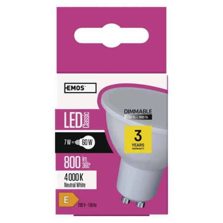 Lampadina LED GU10 7W (60W) Dimmerabile Luce Neutra 4000K | EMOS ZQ8255D