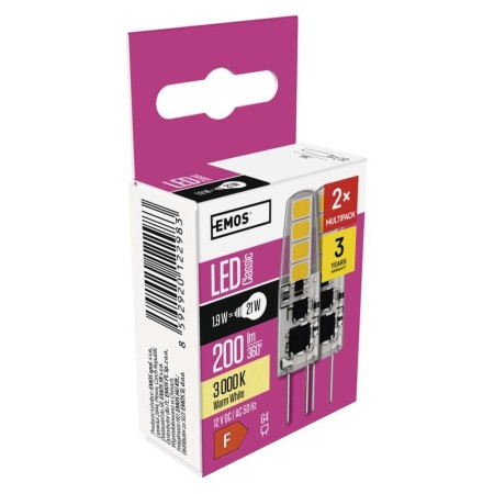 Set 2 Lampadine LED G4 1.9W (20W) 3000K Bianco Caldo | Emos Zq8620.2