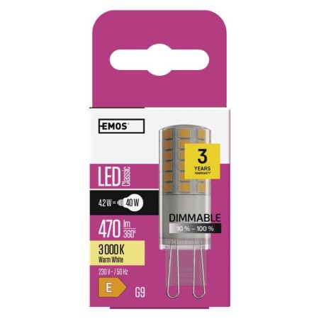 Lampadina LED Dimmerabile G9 4.2W (40W) 3000K - Garanzia 3 anni | EMOS ZQ9125D