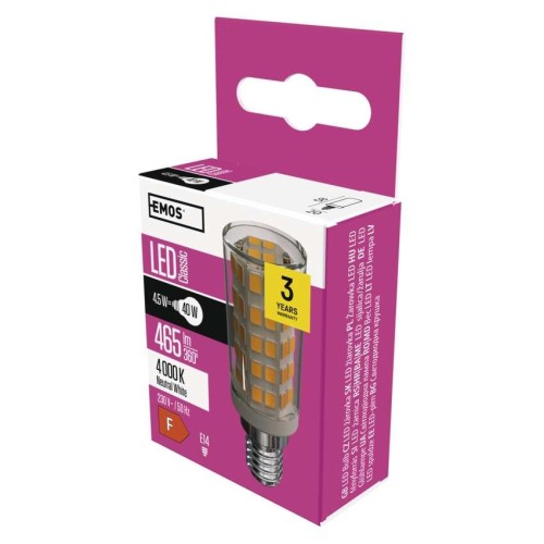 Lampadina LED E14 Tubolare 4.5W 4000K - Sostituisce 40W: Efficienza e Stile Emos ZQ9141
