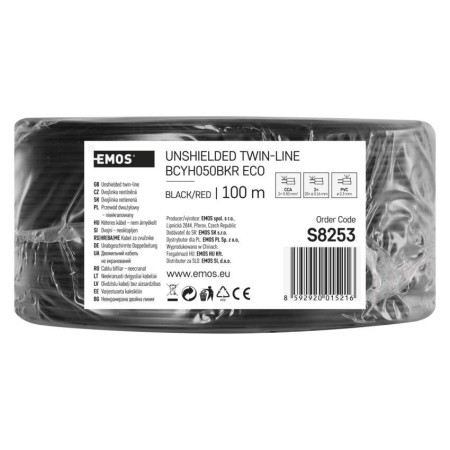 Cavo per altoparlanti rosso/nero 2x0.50 in CCA 100MT Emos S8253