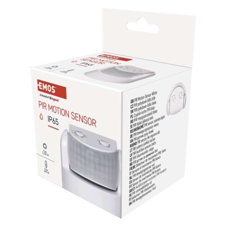 Sensore di Movimento Infrarossi PIR 1200W Bianco IP65 per Interni ed Esterni | Emos G1240