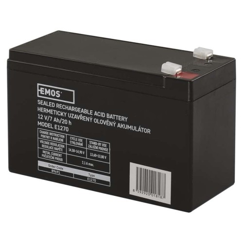 Batteria al Piombo 12V 7Ah EMOS B9691 con Faston 4.7mm per UPS e allarmi