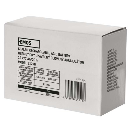 Batteria Piombo 12V 7Ah Ricaricabile con Faston 4.7mm per UPS Allarmi | EMOS B9691