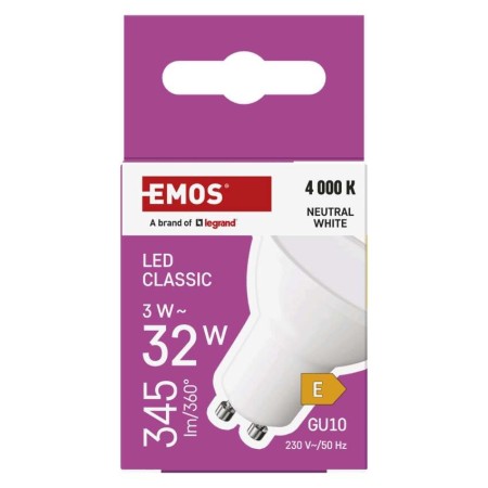 Faretto LED GU10 3W (35W) 4000K 345lm Luce Neutra 3 Anni Garanzia | EMOS ZQ8E13