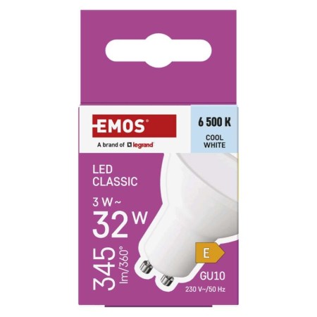 Faretto LED GU10 3W (35W) 6500K 345lm Luce Fredda 3 Anni Garanzia | EMOS ZQ8E14