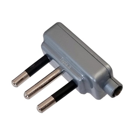 Spina Micro Argento 10A: ideale per cavi tessili colorati e lampade da tavolo.