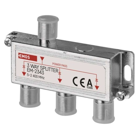Splitter Antenna EMOS: Segnale TV chiaro e forte con 3 uscite.