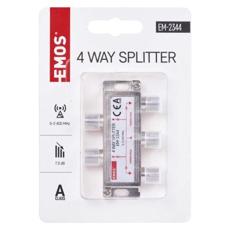 Splitter Antenna 4 Uscite - Classe A - Power Pass - 7.2dB | EMOS EM2344