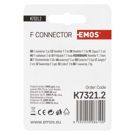 Connettore F per Cavo Coassiale 4.0/5.5mm Blister 2pz | EMOS K7321.2
