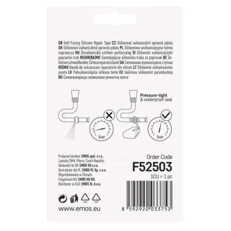 Nastro al Silicone Autoagglomerante 25mm x 3m - Alta Resistenza | Emos F52503