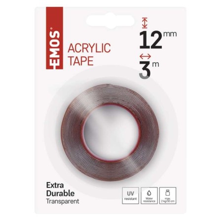 Nastro Biadesivo Acrilico 12mm x 3m - Trasparente | Emos F6060