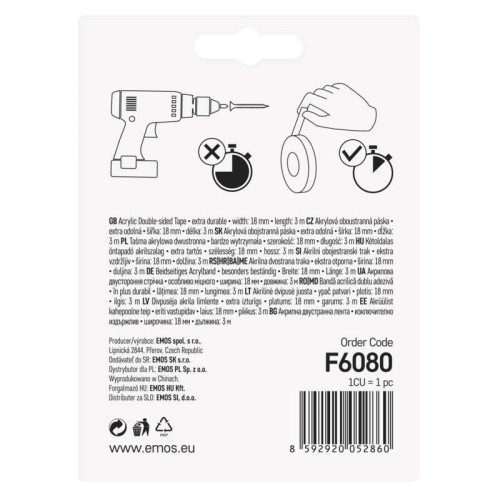 Nastro Biadesivo Acrilico 18mm x 3m -... Nastro Biadesivo Acrilico 18mm x 3m -...