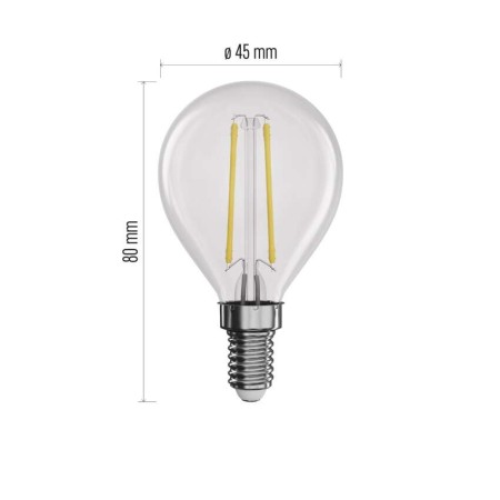 Lampadina led filamento E14 1.8W (25W) 2700K 250LM sfera chiara | Emos ZF1200