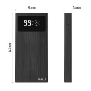 Powerbank EMOS BetaQ 10000mAh 22.5W nero 4 porte USB display LED ricarica rapida passthrough smartphone smartwatch auricolari 2