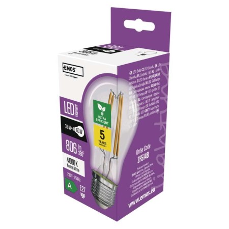 Lampadina LED Filamento E27 3.8W 4000K Classe A 212lm/W | EMOS ZF5148 Lampadina LED Filamento E27 3.8W 4000K Classe A 212lm/W | EMOS ZF5148