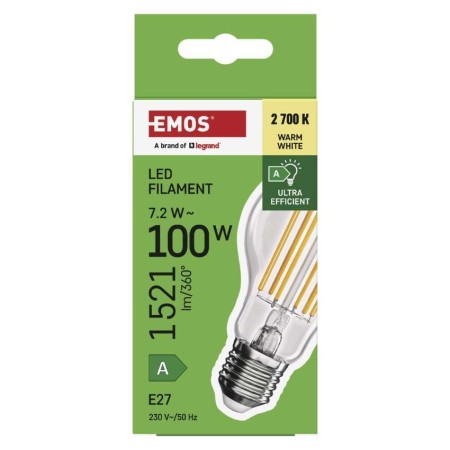 Lampadina LED Filamento Classe A E27 7.2W (100W) 2700K 212lm/W | EMOS ZF5167