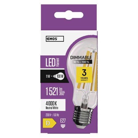 Lampadina LED Filamento E27 Dimmerabile 11W (100W) 4000K: Luce Bianca Naturale | Emos ZF5264D