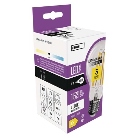 Lampadina LED Filamento E27 Dimmerabile 11W (100W) 4000K: Luce Bianca Naturale | Emos ZF5264D