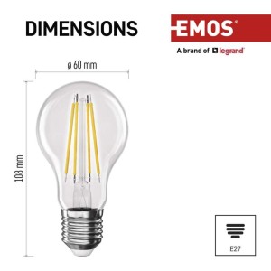Confezione 3 Lampadine LED Filamento E27 5W 4000K Classe A Luce Bianca Naturale | Emos ZF5158.3 2