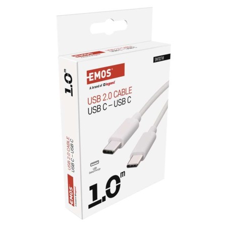 Cavo USB-C a USB-C 2.0 1m Bianco – Ricarica e Trasferimento Dati | EMOS SM7027W