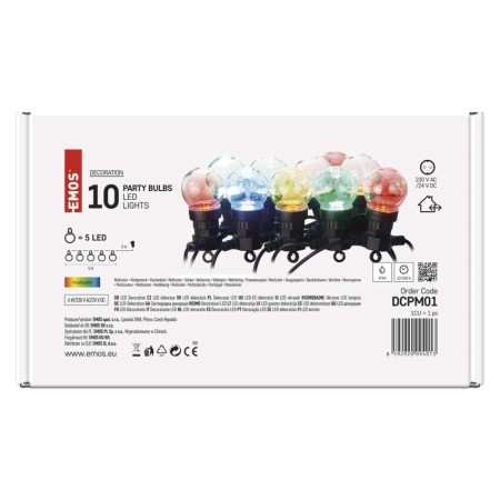 Catena Luminosa LED con 10 Lampadine Multicolor, 5 m, per Interni ed Esterni | EMOS DCPM01