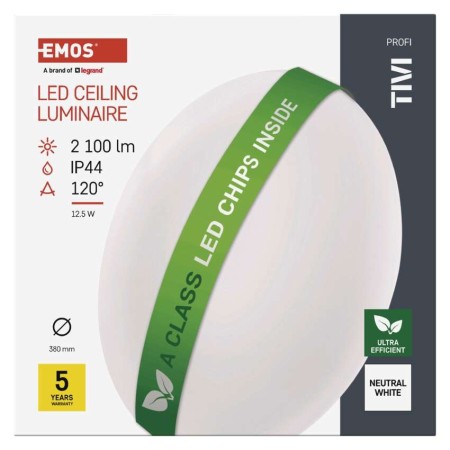 Plafoniera LED TIVI Classe A 12.5W: 130W Equivalente | Emos ZM3408