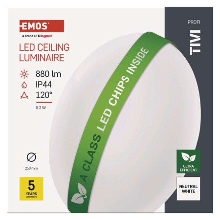 Plafoniera LED TIVI Classe A 5.2W: 60W Equivalente | Emos ZM3405
