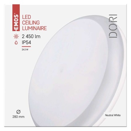 Plafoniera LED Dori 24.5W IP54: 150W Equivalente | Emos ZM4312