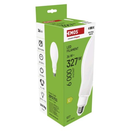 Lampadina LED a Filamento ED90 E27 36W 4000K 6000LM | Illuminazione Stradale Efficiente | Emos ZF5751