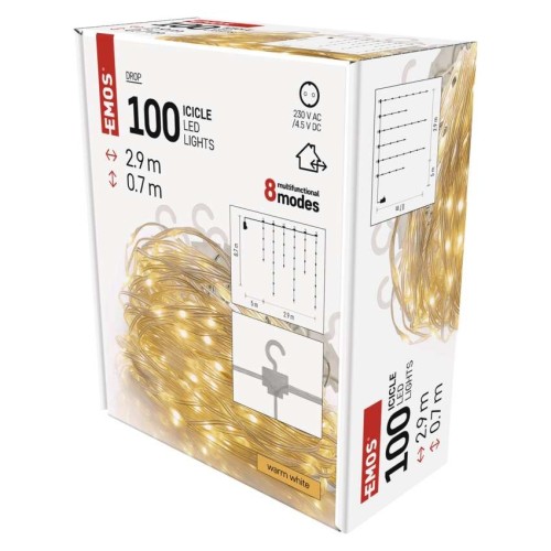 Drop Icicles 100 LED, 2.9x0.7m - 8... Drop Icicles 100 LED, 2.9x0.7m - 8...
