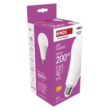 Lampadina LED Goccia E27 A95 28W (200W) 3452lm 4000K Luce Naturale | EMOS ZQ5E93