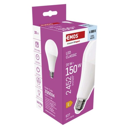 Lampadina LED Goccia E27 A80 20W (150W) 2452lm 6500K Luce Fredda | EMOS ZQ5E84