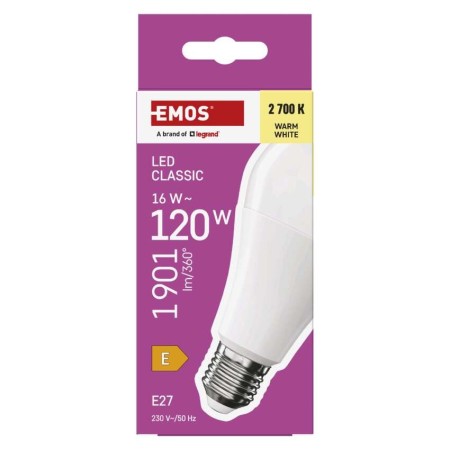 Lampadina LED Goccia E27 A70 16W (120W) 1901lm 2700K Luce Calda | EMOS ZQ5E71