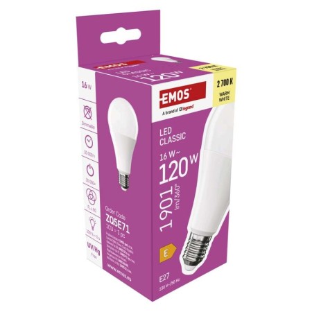 Lampadina LED Goccia E27 A70 16W (120W) 1901lm 2700K Luce Calda | EMOS ZQ5E71