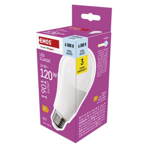 Lampadina LED Goccia E27 A70 16W 6500K Luce Fredda 1901lm | EMOS ZQ5E74