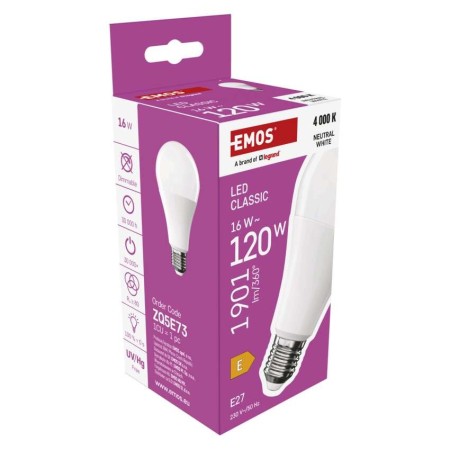 Lampadina LED Goccia E27 A70 16W (120W) 1901lm 4000K Luce Naturale | EMOS ZQ5E73