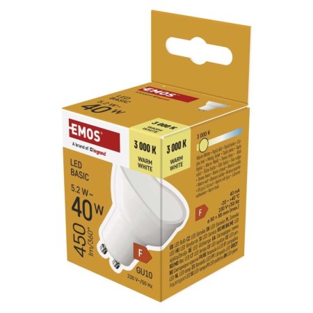 Lampadina LED GU10 5.2W 450lm 3000K Luce Calda | Emos ZL8F22 Lampadina LED GU10 5.2W 450lm 3000K Luce Calda | Emos ZL8F22