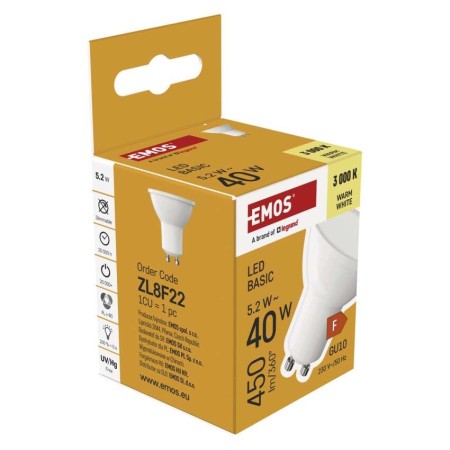 Lampadina LED GU10 5.2W (40W) 450lm 3000K Luce Calda | Emos ZL8F22