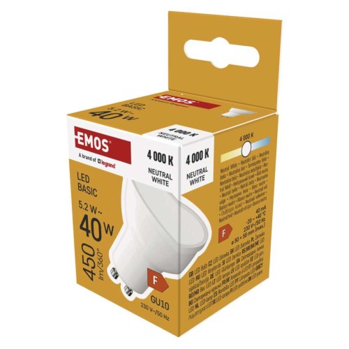 Lampadina LED GU10 5.2W 450lm 4000K Luce Neutra | Emos ZL8F23