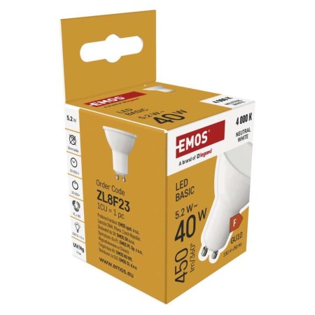 Lampadina LED GU10 5.2W (40W) 450lm 4000K Luce Neutra | Emos ZL8F23